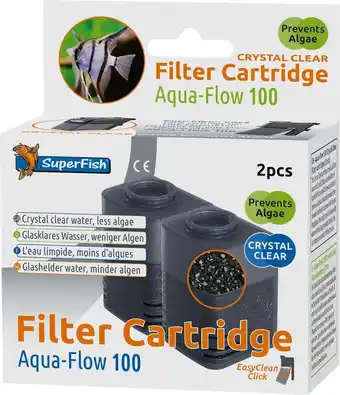 Intratuin Superfish aquarium filter cartridge aqua-flow 100 crystal clear 2 stuks aanbieding