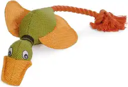 Intratuin Beeztees hondenspeelgoed eend met koord multi 45 cm aanbieding