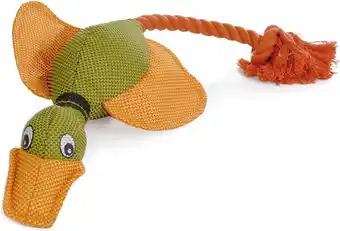 Intratuin Beeztees hondenspeelgoed eend met koord multi 45 cm aanbieding