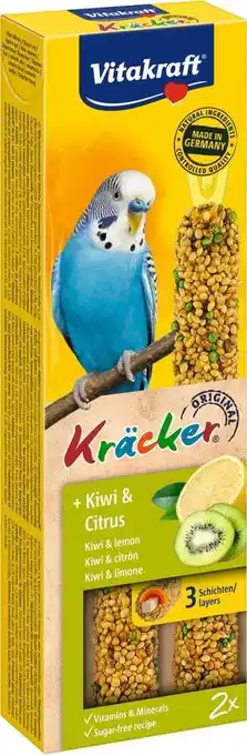 Intratuin Vitakraft vogelsnack kräcker parkiet kiwi en citrus 2 stuks aanbieding