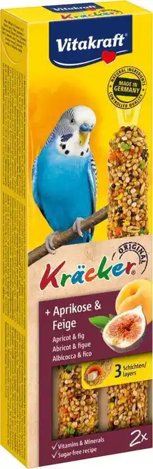 Intratuin Vitakraft vogelsnack kräcker parkiet abrikoos en vijg 2 stuks aanbieding