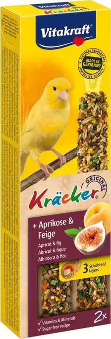 Intratuin Vitakraft vogelsnack kräcker kanarie abrikoos en vijg 2 stuks aanbieding