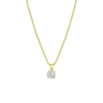 Bol.com Lucardi dames ketting met hanger met zirkonia - echt zilver - ketting - cadeau - 40 cm - goudkleurig aanbieding
