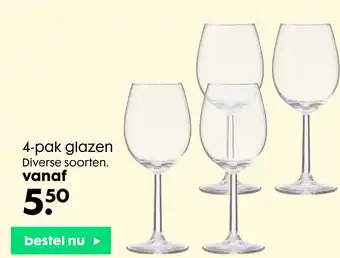 HEMA 4-pak glazen aanbieding