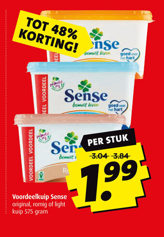 Boni Voordeelkuip Sense original, romig of light kuip 575 gram aanbieding