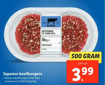 Lidl Japanse beefburgers aanbieding