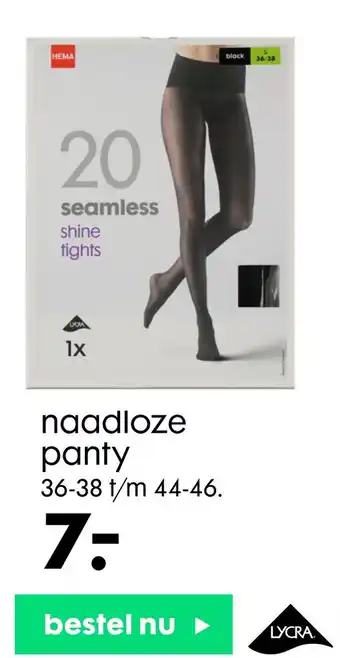 HEMA Naadloze panty aanbieding