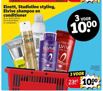 Kruidvat Elnett, Studioline styling, Elvive shampoo en conditioner aanbieding