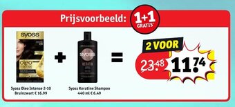 Kruidvat Syoss Oleo Intense 2-10 Bruinzwart + Syoss Keratine Shampoo 440 ml aanbieding