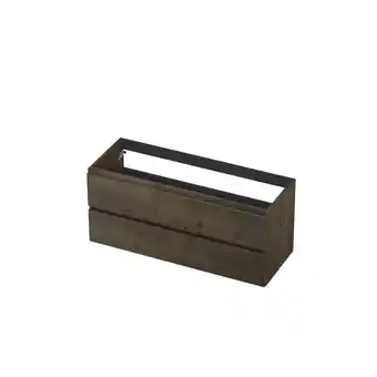 Sanitairwinkel.nl Ink fineer wastafelonderkast - 120x45x52cm - 2 lades - greeploos - houten keerlijst - mdf fineer charcoal aanbieding