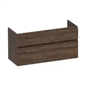 Sanitairwinkel.nl Saniclass advance wastafelonderkast - 120x46x60cm - 2 softclose greeploze lades - 2 sifonuitsparingen - en mfc - burned bark aanbieding