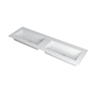 Sanitairwinkel.nl Ink kraft wastafel - 160x45x1cm - 2 wasbakken - 0 kraangaten - wit mat aanbieding