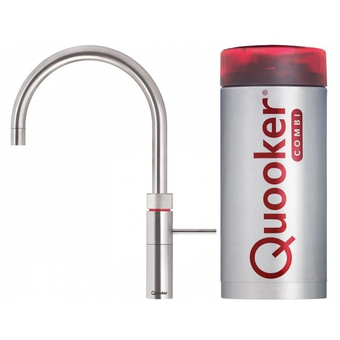 Sanitairwinkel.nl Quooker nl fusion round kokendwaterkraan opbouw uitloop draaibaar met combi+ reservoir rvs aanbieding