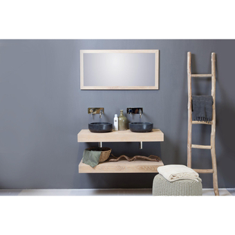 Sanitairwinkel.nl Forzalaqua plateau wastafelblad 140x46x9cm rechthoek massief eiken smoke aanbieding