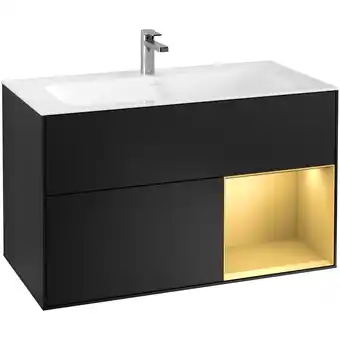 Sanitairwinkel.nl Villeroy & boch finion wastafelonderkast 99.6x59.1cm 2 lades black matt aanbieding