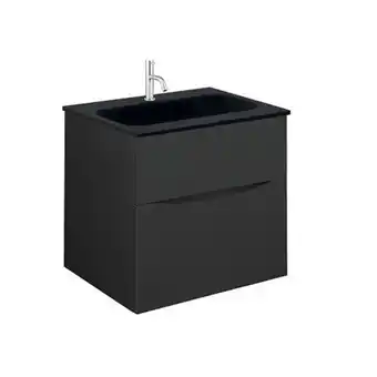 Sanitairwinkel.nl Crosswater glide ii badmeubelset - 50x45x52cm - 2 lades - greeploos - wastafel zwart - kraangat -zwart mat aanbieding