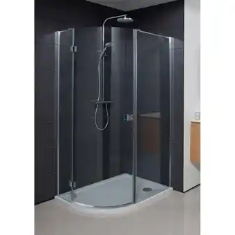 Sanitairwinkel.nl Crosswater design new douchecabine kwartrond 120x90x195cm 1 draaideur zilver profiel helder glas aanbieding