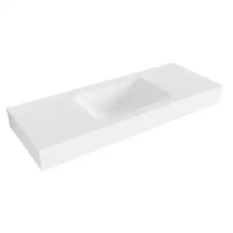 Sanitairwinkel.nl Mondiaz cloud talc vrijhangende wastafel - 120cm - wasbak midden - rand 12cm - solid surface talc aanbieding