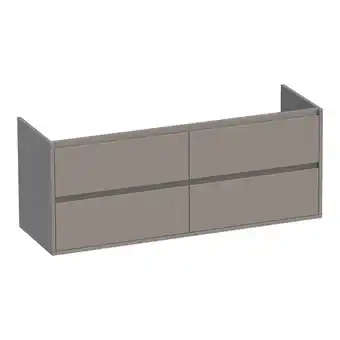 Sanitairwinkel.nl Saniclass new future wastafelonderkast - 140x46x55cm - 4 greeploze softclose lades - 2 sifonuitsparingen - mdf - mat taupe aanbieding