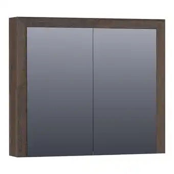 Sanitairwinkel.nl Saniclass massief eiken spiegelkast - 80x70x15cm - 2 links/rechtsdraaiende spiegeldeuren - hout black oak aanbieding