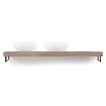 Sanitairwinkel.nl Looox wood collection solo wooden base shelf 160cmhanddoekhouders rvs eiken rvs geborsteld aanbieding