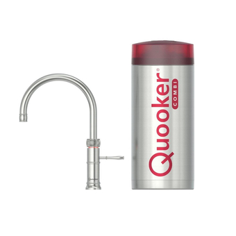 Sanitairwinkel.nl Quooker nl classic fusion round kokendwaterkraan opbouw uitloop draaibaar met combi+ reservoir rvs aanbieding