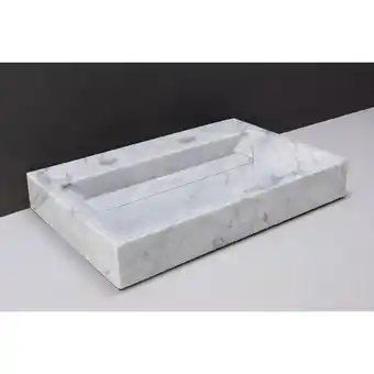 Sanitairwinkel.nl Forzalaqua bellezza wastafel 80.5x51.5x9cm rechthoek 2 kraangaten natuursteen carrara gepolijst aanbieding