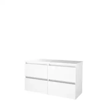 Sanitairwinkel.nl Basic-line start 46 badkamermeubelset - 120x46cm - greeploos - 4 lades - wastafelblad - mdf lak ice white aanbieding