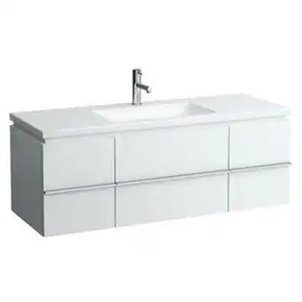 Sanitairwinkel.nl Laufen new case living square onderbouwkast 129x47.6x45.9cm 1 lade. 2 deuren 2 glasplaten hout gek. eiken aanbieding