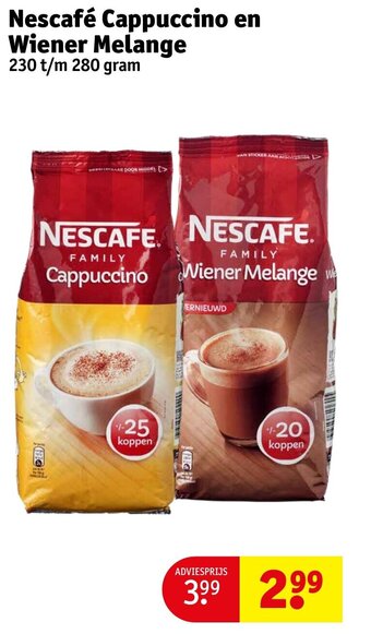 Kruidvat Nescafé Cappuccino en Wiener Melange 230 t/m 280 gram aanbieding