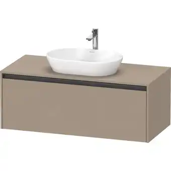 Sanitairwinkel.nl Duravit ketho 2 wastafelonderbouwkast incl. consoleplaat met 1 lade 120x55x45.9cm met handgreep antraciet linnen mat aanbieding