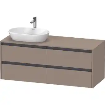 Sanitairwinkel.nl Duravit ketho 2 wastafelonderbouwkast incl. consoleplaat met 4 laden voor waskom links 140x55x56.8cm met handgrepen antraciet aanbieding