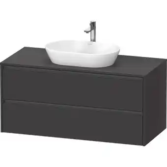 Sanitairwinkel.nl Duravit ketho 2 wastafelonderbouwkast incl. consoleplaat met 2 laden 120x55x56.8cm met handgrepen antraciet grafiet supermat aanbieding