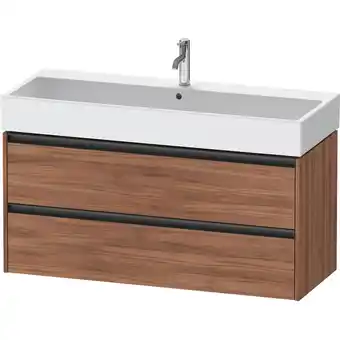 Sanitairwinkel.nl Duravit ketho 2 wastafelonderbouwkast met 2 lade voor enkele wastafel 118.4x46x54.9cm met grepen antraciet noten mat aanbieding