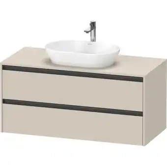 Sanitairwinkel.nl Duravit ketho 2 wastafelonderbouwkast incl. consoleplaat met 2 laden 120x55x56.8cm met handgrepen antraciet taupe supermat aanbieding