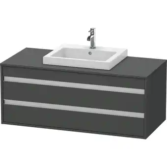 Sanitairwinkel.nl Duravit ketho wastafelonderkast 120x55.1x49.6cm standaard greep met softclose spaanplaat grafiet mat aanbieding