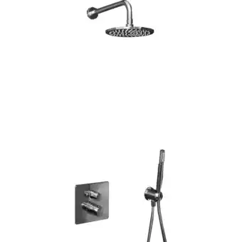 Sanitairwinkel.nl Ideal standard slimline 2 douchecombinatie set - thermostatisch - afbouwdeel - regendouche rond 20cm - douchearm - staafhandd aanbieding