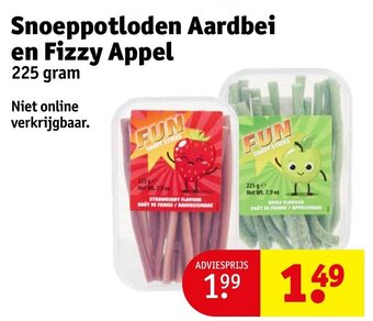 Kruidvat Snoeppotloden Aardbei en Fizzy Appel 225 gram aanbieding