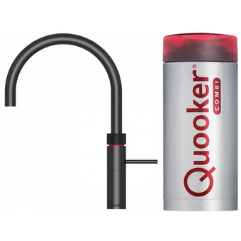 Sanitairwinkel.nl Quooker nl fusion round kokendwaterkraan opbouw uitloop draaibaar met combi+ reservoir zwart aanbieding
