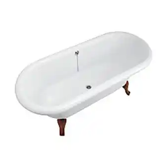 Sanitairwinkel.nl Villeroy & boch hommage bad 177x77cm quaryl vrijstaand ovaal met houten poten wit aanbieding