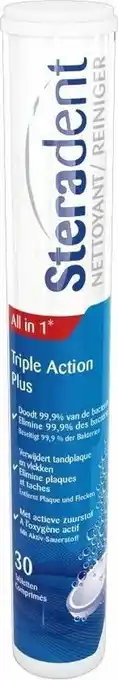 Bol.com Steradent triple action plus kunstgebit reiniger - 30 tabletten - kunstgebitreiniging aanbieding