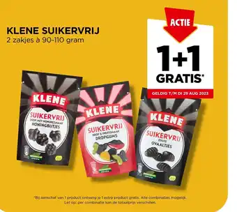 Jumbo KLENE SUIKERVRIJ 2 zakjes à 90-110 gram aanbieding