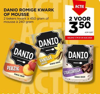 Jumbo DANIO ROMIGE KWARK OF MOUSSE 2 bekers kwark à 450 gram of mousse à 240 gram aanbieding