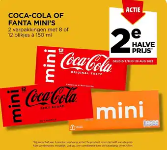 Jumbo COCA-COLA OF FANTA MINI'S 2 verpakkingen met 8 of 12 blikjes à 150 ml aanbieding