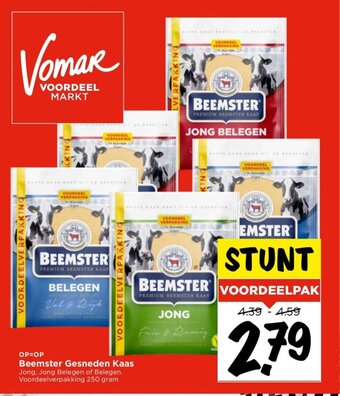 Vomar Voordeelmarkt Beemster Gesneden Kaas Jong, Jong Belegen of Belegen. Voordeelverpakking 250 gram aanbieding