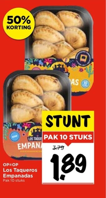 Vomar Voordeelmarkt Los Taqueros Empanadas Pak 10 stuks aanbieding