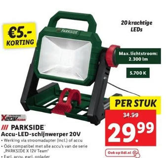 Lidl Iii parksideⓡ accu-led-schijnwerper 20v aanbieding