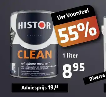 De voordeelmarkt Histor Clean Reinigbare Muurverf Adviesprijs 1 Liter aanbieding