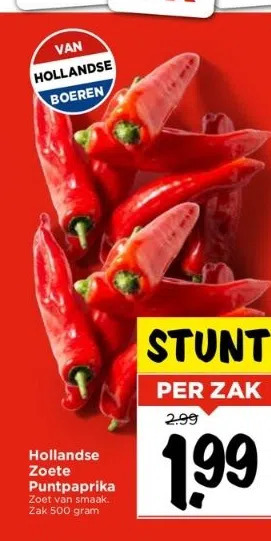 Vomar Voordeelmarkt Hollandse zoete puntpaprika aanbieding