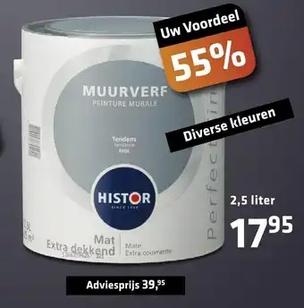 De voordeelmarkt Histor Muurverf Diverse Kleuren 2,5 Liter aanbieding